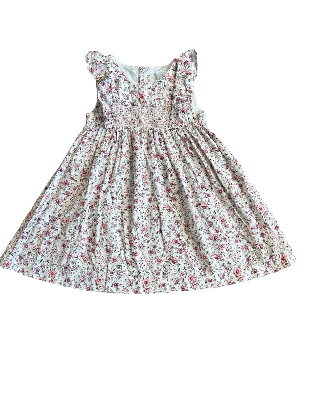 Edgehill Collection Girls 4T Floral Smocked Dress Flutter Sleeve